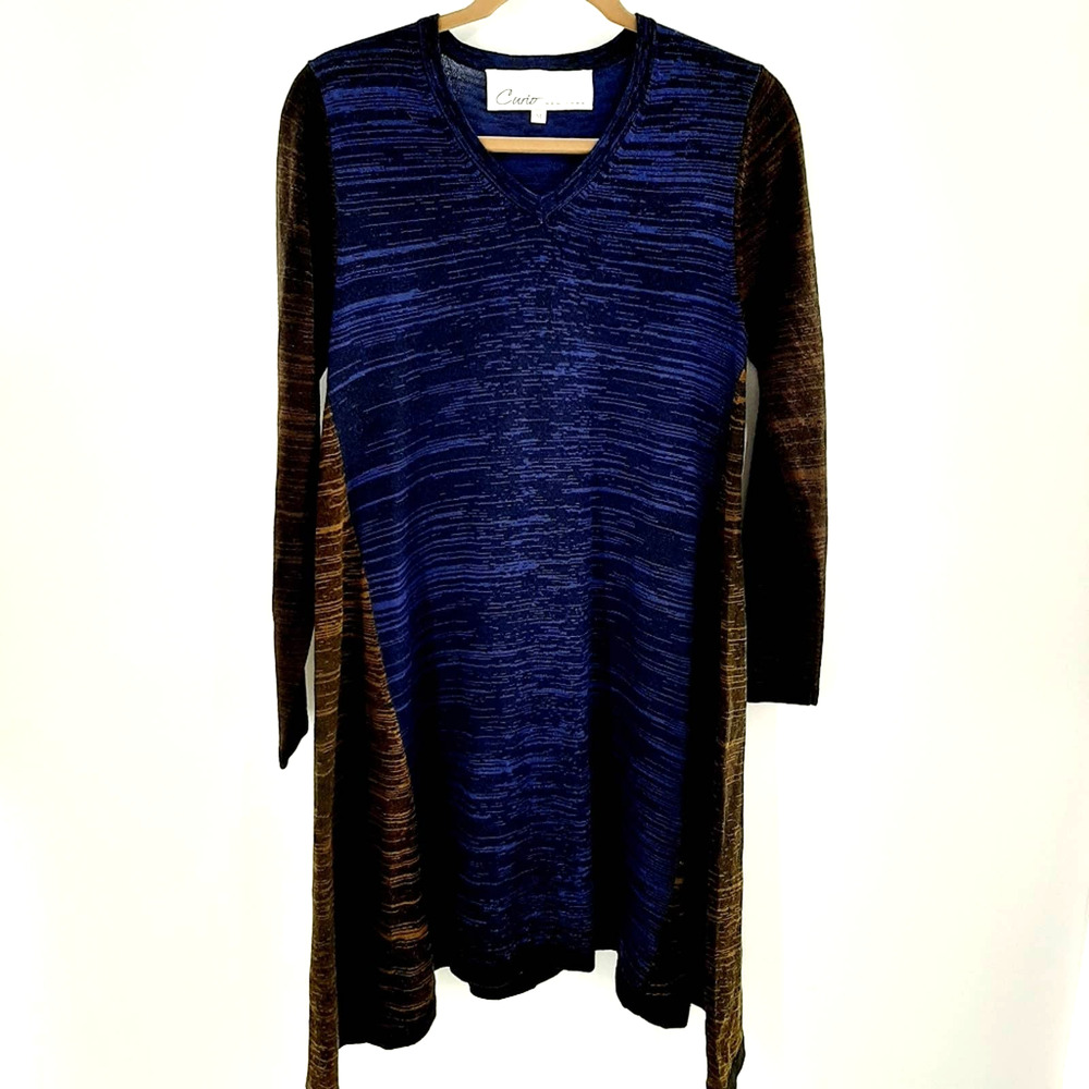 Curio New York Women's blue Long Sleeve space dye dress in size medium.